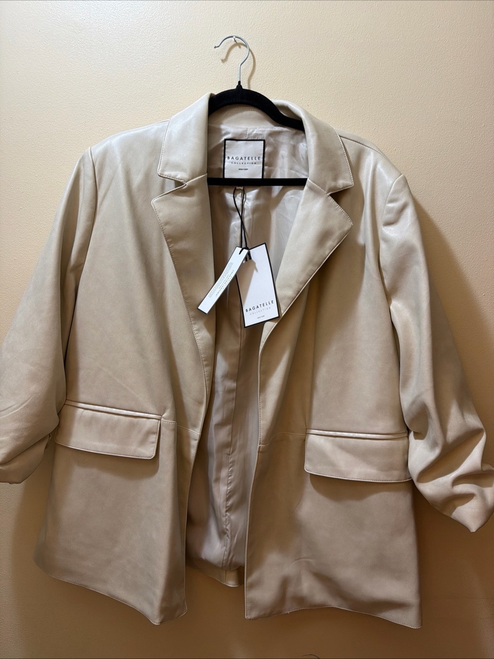 Bagatelle Cream Faux Leather Blazer